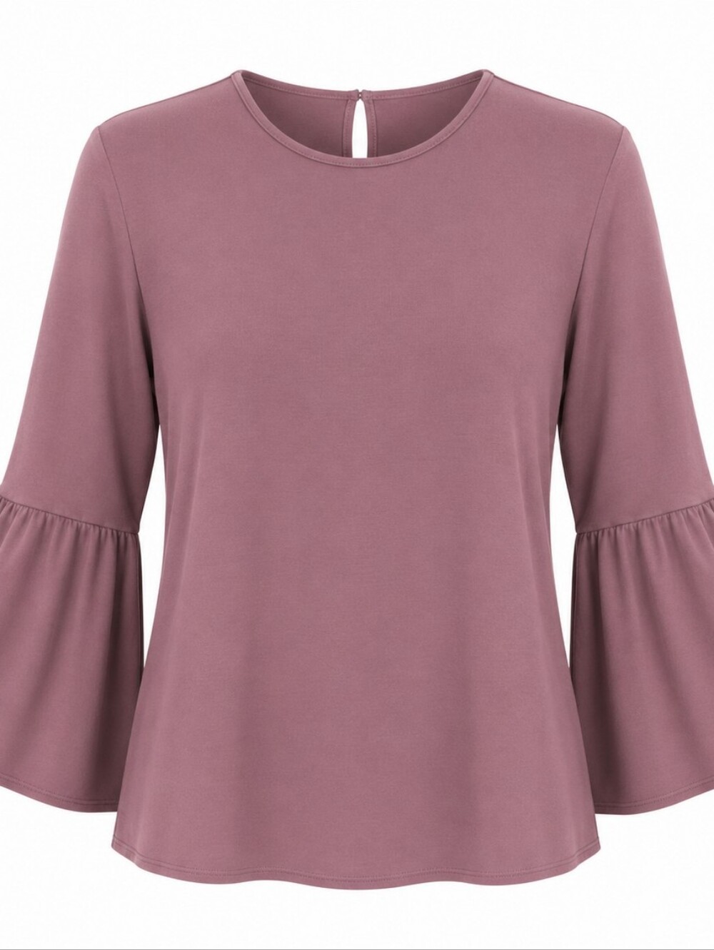 Chaus Dusty Rose Crewneck Cotton Romantic Loose Office Bell Sleeve Women's Top L